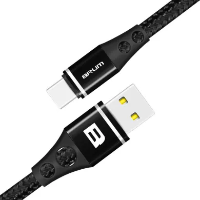 Кабель BRUM - Durable U014t USB - Type-C 2.4 А 1м (Чорний) - фото 1