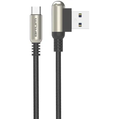 Кабель BRUM - Metal U011 USB - MicroUSB 2.4 А 1м (Чорний) - фото 1