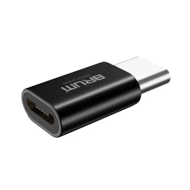 Перехідник BRUM - P003 MicroUSB - Type-C (Чорний) - фото 1